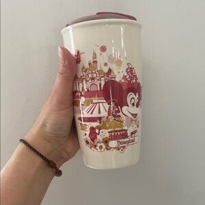 Disneyland Starbucks Travel Mug with Red Accents